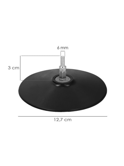 Plato Taladro Nylon Ø 125 mm. Con Espiga Ø 6 mm. Disco Plástico Para Bonete