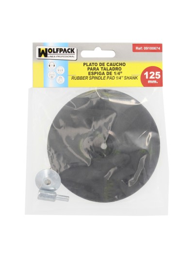 Plato Taladro Nylon Ø 125 mm. Con Espiga Ø 6 mm. Disco Plástico Para Bonete