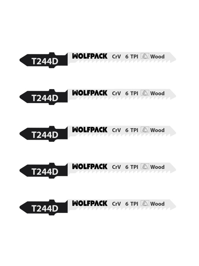 Hojas Sierra Calar Para Madera Corte Grueso 5 Piezas. Hoja Cromo Vanadio 58. Vastago T Universal