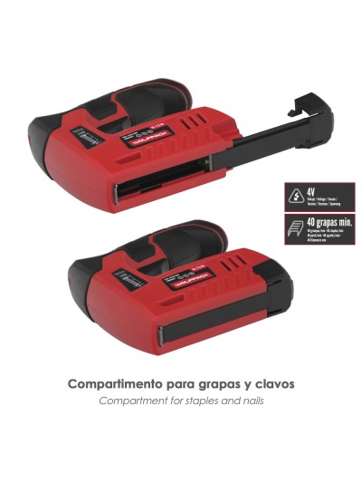 Clavadora Grapadora  Recargable, Pistola Grapas y Clavos, Clavadora a Bateria, 1.500 mAh, 40 Grapas Minuto Con Grapas y Clavos