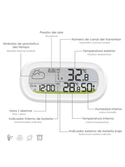 Estacion Metereologica Para Exteriores / Interiores. Humedad, Temperatura, Prevision Meteorologica y Presión Atmosférica.