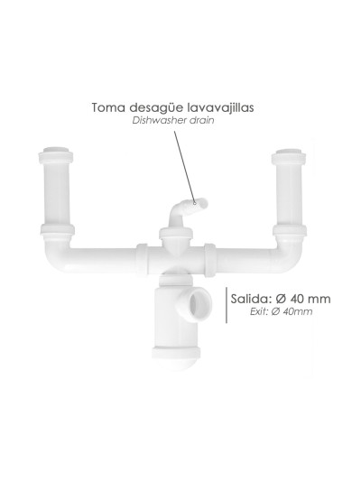 Sifon Doble Extensible Con Botella Salida 1 1/2" Salida Ø 40 mm.