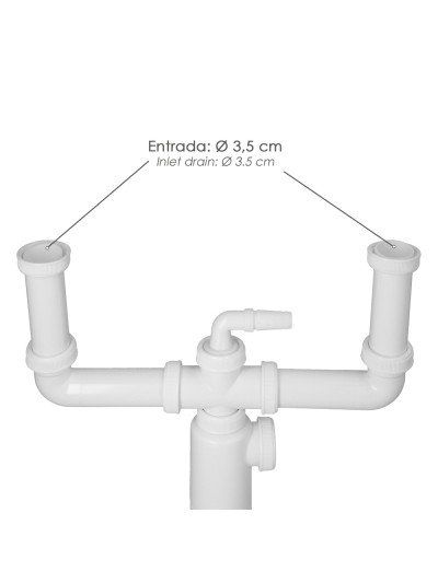 Sifon Doble Extensible Con Botella Salida 1 1/2" Salida Ø 40 mm.