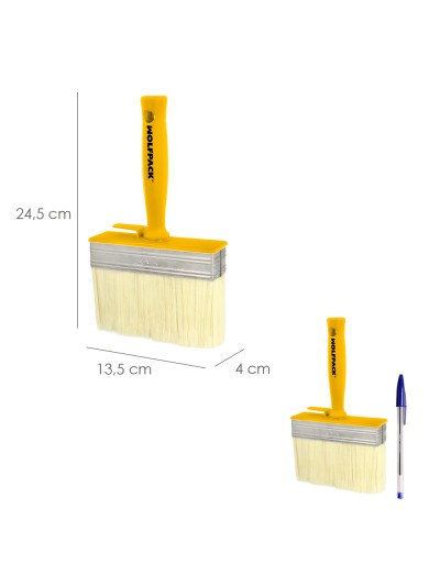 Brocha Profesional Techos 140x40 mm. Cerda Blanca. Mango Ergonomico, Con Gancho. Brocha Pintura, Brocha Pintor Profesional