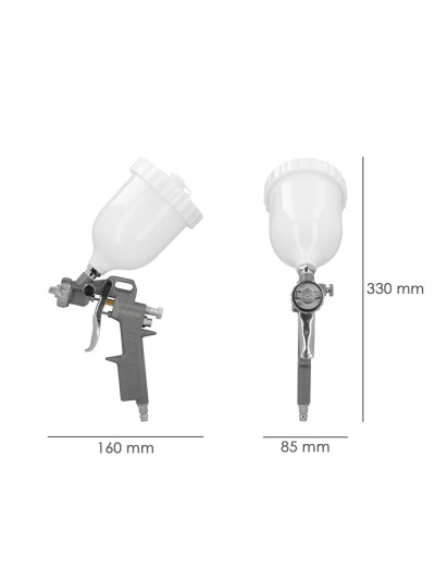 Pistola Pintar Neumática Boquilla De 1,5 mm. Con Depósito Superior 0,6 Litros y  Adaptador Rapido