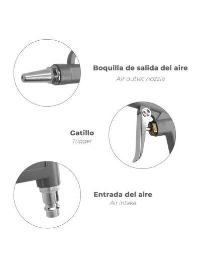 Pistola Soplado Aire Comprimido Con Adaptador Rapido, Pistola Aire Compresor, Pistola Soplado Compresor, Pistola Sopladora Aire
