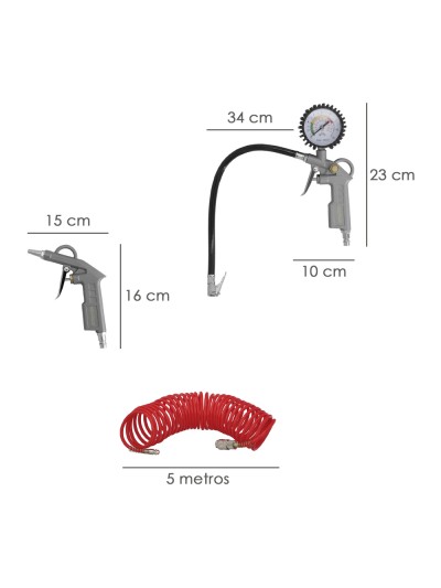 Kit Accesorios Para Compresor 3 Piezas Con Enganche Rapido, Juego de Herramientas Neumaticas Para Compresor.