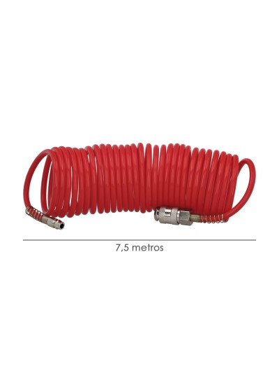 Manguera Espiral Aire Comprimido  7,5 metros Adaptador Rápido