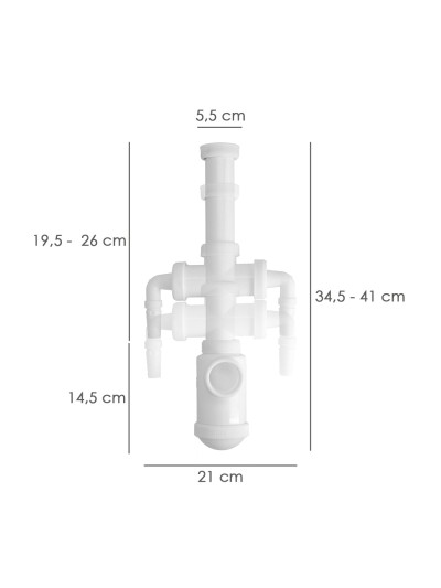 Sifon Botella Extensible 1 1/2"  Salida Ø 40mm  2 Tomas Lavadora
