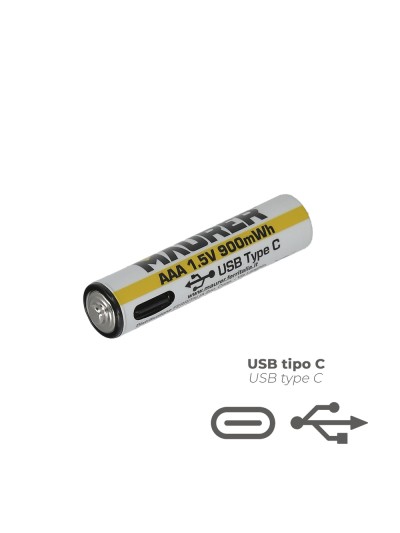 Pila AAA 1,5v Recargable Por Usb-c (4 unidades)