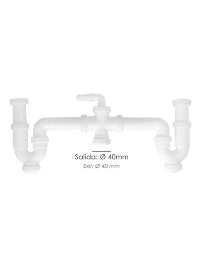 Sifon Doble Con Racor 1 1/2" Salida Ø 40 Mm Extensible