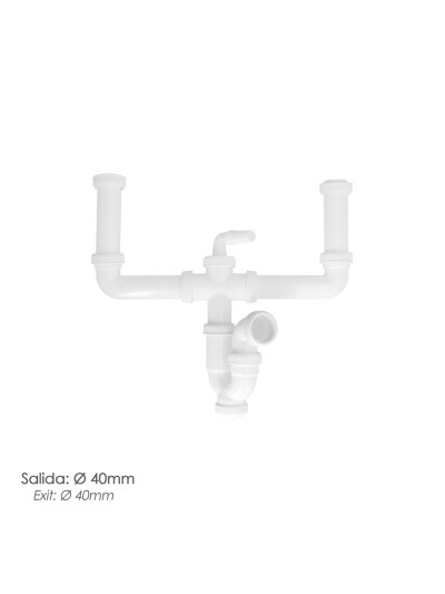 Sifon Doble Extensible Con Dos Evacuaciones  1 1/2" Salida De Ø 40 Mm