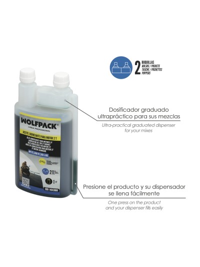 Aceite Lubricante 2 Tiempos 1 Litro (2 Boquillas)