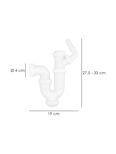 Sifon Curvo Extensible Con Toma Lavadora  1 1/2" Ø 40 Mm.