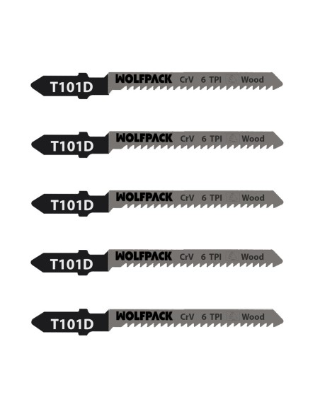 Hojas Sierra Calar Para Contrachapado Corte Grueso 5 Piezas. Hoja Cromo Vanadio 58. Vastago T Universal