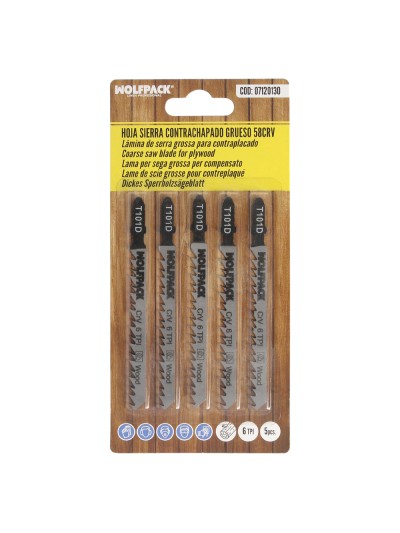 Hojas Sierra Calar Para Contrachapado Corte Grueso 5 Piezas. Hoja Cromo Vanadio 58. Vastago T Universal