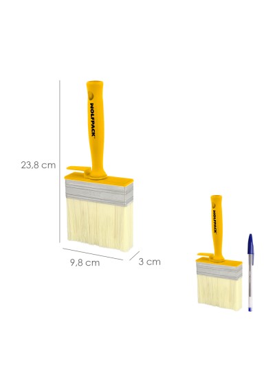 Brocha Profesional Techos 100x30 mm. Cerda Blanca. Mango Ergonomico, Con Gancho. Brocha Pintura, Brocha Pintor Profesional