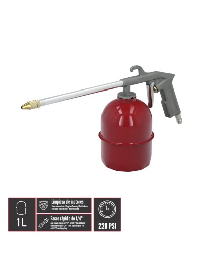 Pistola Petrolear Neumatica Con Deposito Inferior y Adaptador Rapido, Pistola Limpieza Motores, Pistola Petrolear Neumatica