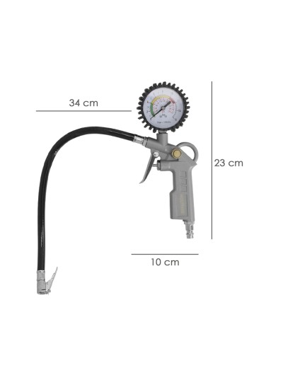 Pistola Para Inflado De Neumáticos Con Manometro, Inflador de Neumaticos, Pistola Aire Comprimido Neumaticos, Pistola Compresor