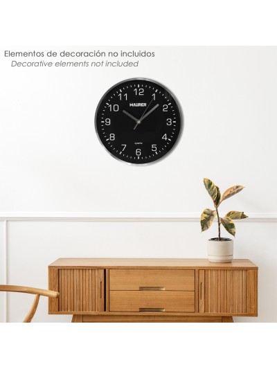 Reloj De Pared Ø 25 Cm Negro