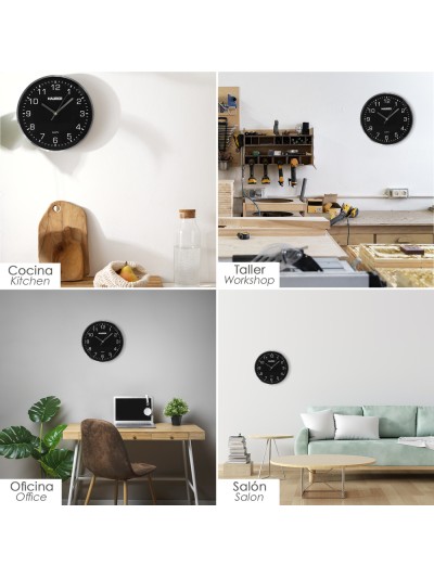 Reloj De Pared Ø 25 Cm Negro