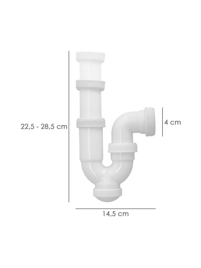 Sifon Curvo ExtensibleTuerca Loca  1 1/2" Ø 40 Mm