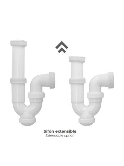 Sifon Curvo ExtensibleTuerca Loca  1 1/2" Ø 40 Mm