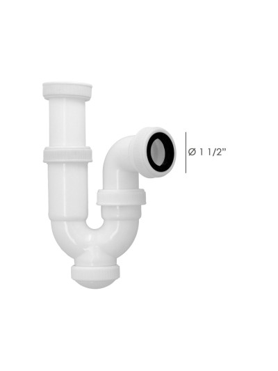Sifon Curvo ExtensibleTuerca Loca  1 1/2" Ø 40 Mm
