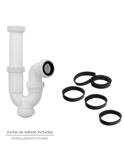 Sifon Curvo ExtensibleTuerca Loca  1 1/2" Ø 40 Mm