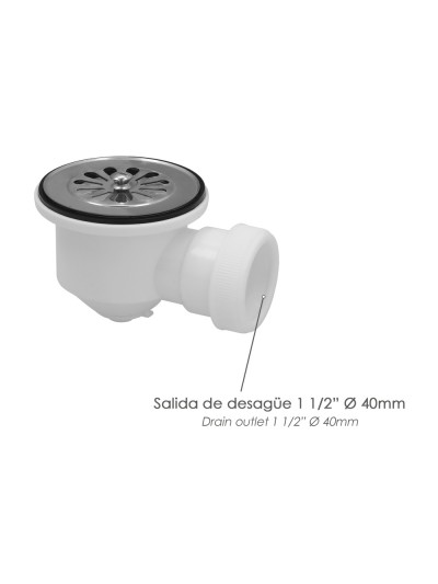 Valvula Plato Ducha 1 1/2" Salida Ø 40Mm Sifónica