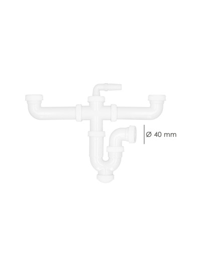 Sifon Doble Con Doble Evacuacion 1 1/2" Ø 40mm