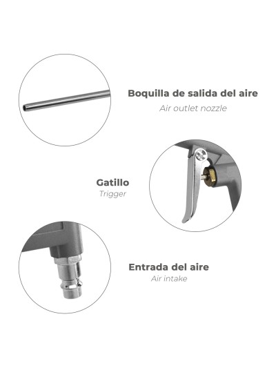 Pistola Soplado Con Canula Adaptador Rapido