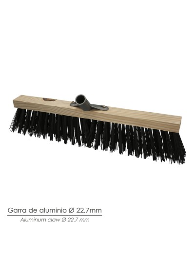 Cepillo Barrendero Industrial Fibra Gruesa Polipropileno. Soporte Madera 50 cm. Garra Aluminio. (Sin Mango)