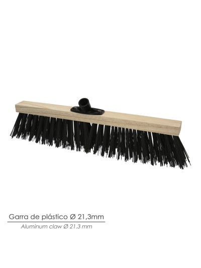 Cepillo Barrendero Industrial Fibra Gruesa Polipropileno. Soporte Madera 50 cm. Garra Plástico. (Sin Mango)