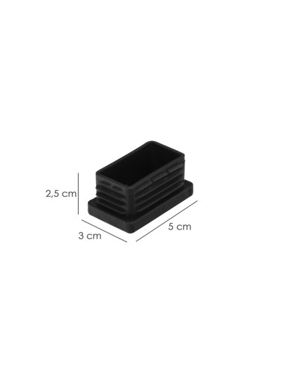 Contera Plástico Rectangular Interior. Color Negro 50x30 mm Bolsa 100 Unidades.