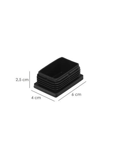 Contera Plástico Rectangular Interior. Color Negro 60x40 mm Bolsa 100 Unidades.