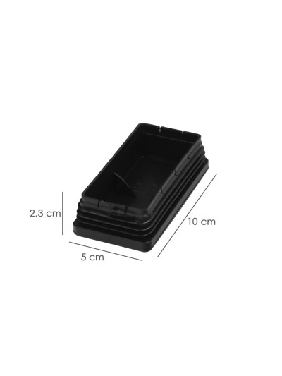 Contera Plástico Rectangular Interior. Color Negro 100x50 mm Bolsa 25 Unidades.