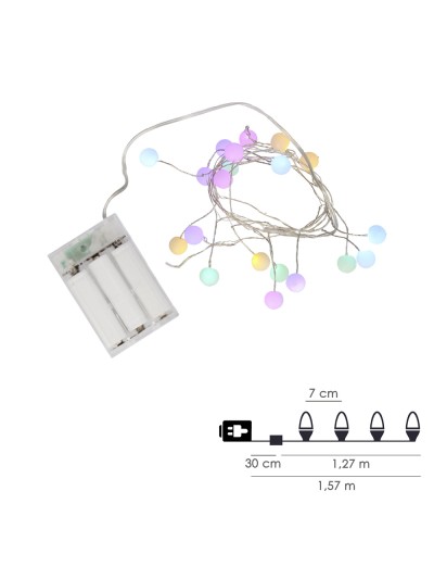 Mini Guirnalda Jardin 20 Leds Multicolor Surtido A Pilas