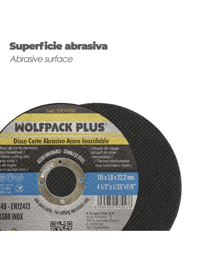 Disco Corte Abrasivo Acero Inoxidable Ø 115 x 22,2 Mm. Espesor 1,0 Mm.