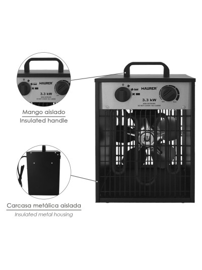 Calefactor Industrial 1650 / 3300 Watt. Cañon Aire Caliente.
