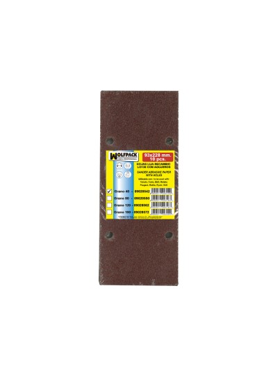 Lija Recambio Con Velcro 93x228 mm. con Agujeros Grano  40 (10 Piezas)