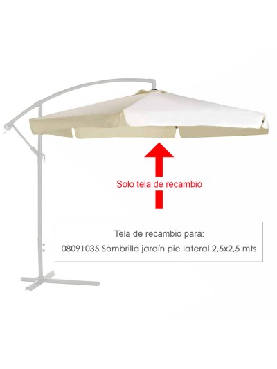 Tela Recambio Sombrilla Pie Lateral Cuadradada 2.5x2.5 Metros