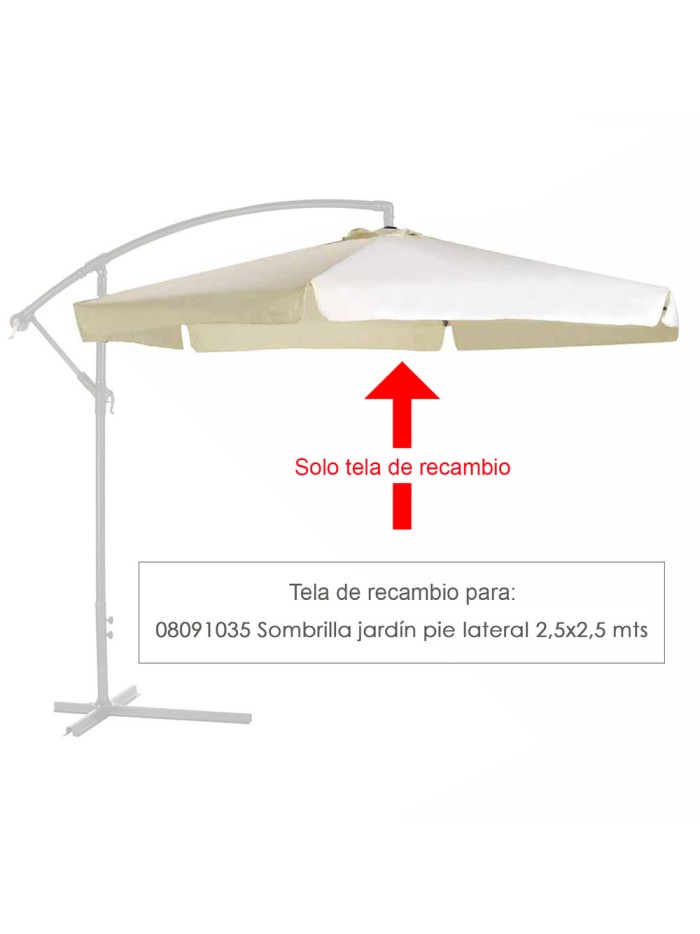 Tela Recambio Sombrilla Pie Lateral Cuadradada 2.5x2.5 Metros