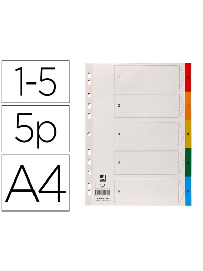 Separador q-connect plastico juego de 5 separadores din a4 multitaladro