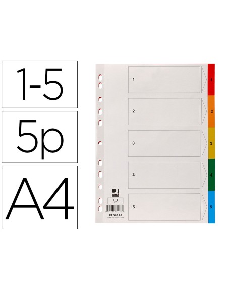 Separador q-connect plastico juego de 5 separadores din a4 multitaladro