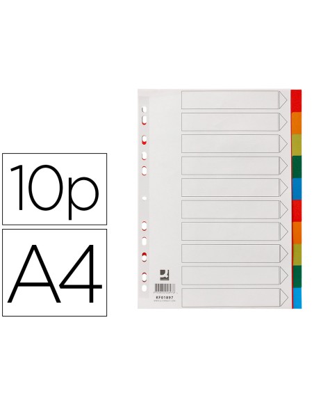 Separador q-connect plastico juego de 10 separadores din a4 multitaladro