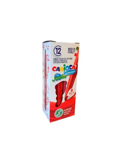 Rotulador carioca jumbo lavable rojo punta gruesa 6 mmcaja de 12 unidades