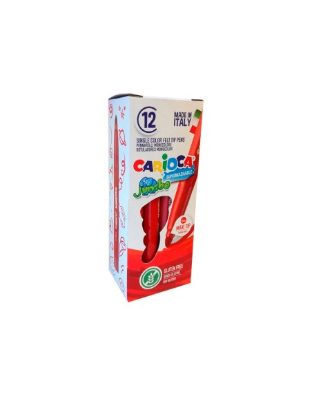 Rotulador carioca jumbo lavable rojo punta gruesa 6 mmcaja de 12 unidades