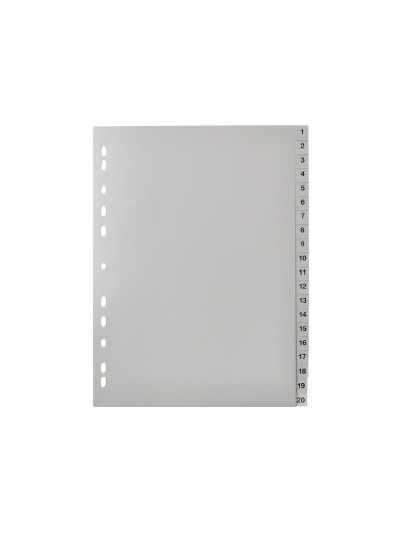 Separador numerico q-connect plastico 1-20 juego de 20 separadores din a4 multitaladro