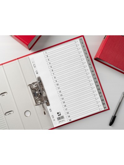 Separador numerico q-connect plastico 1-20 juego de 20 separadores din a4 multitaladro